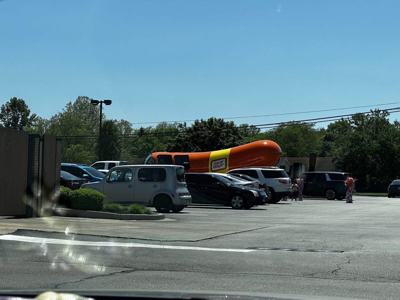 The Oscar Mayer Wienermobile parked in an Englewood parking lot